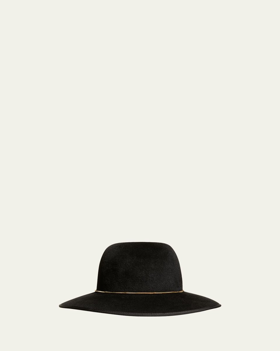 Cashmere-Wool Floppy Hat w/ Golden Chain